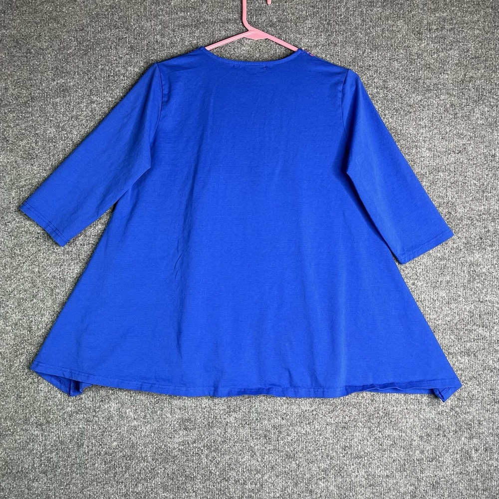 Calessa Embroidered Tunic‎ Top Women Small Blue Boho 3/4 Sleeve - Picture 7 of 7